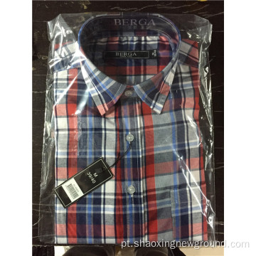 Camisa xadrez clássica de algodão para homens